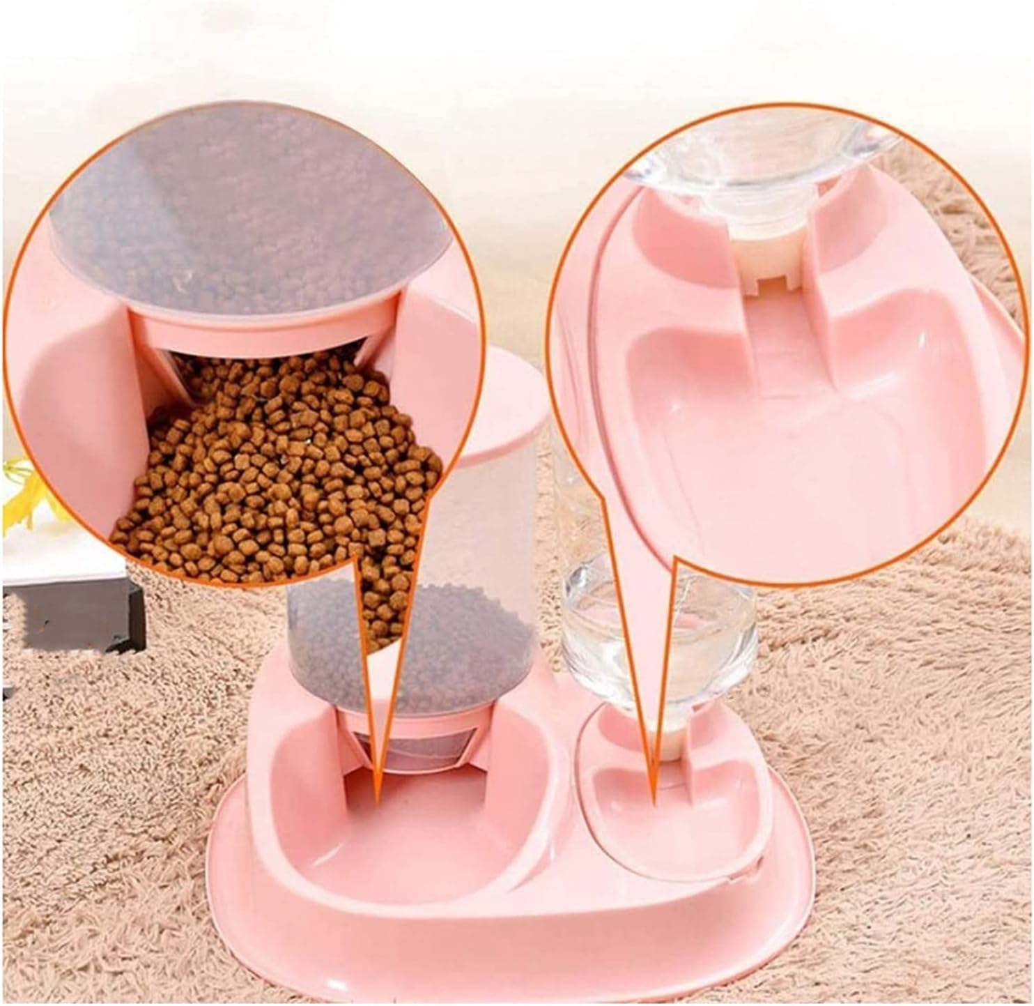 Automatic Cat Feeder Pet Feeder Food Dispenser for Cat Small Dog with Two-Way Splitter and Double Bowls up to 6 Meals with Portion Control