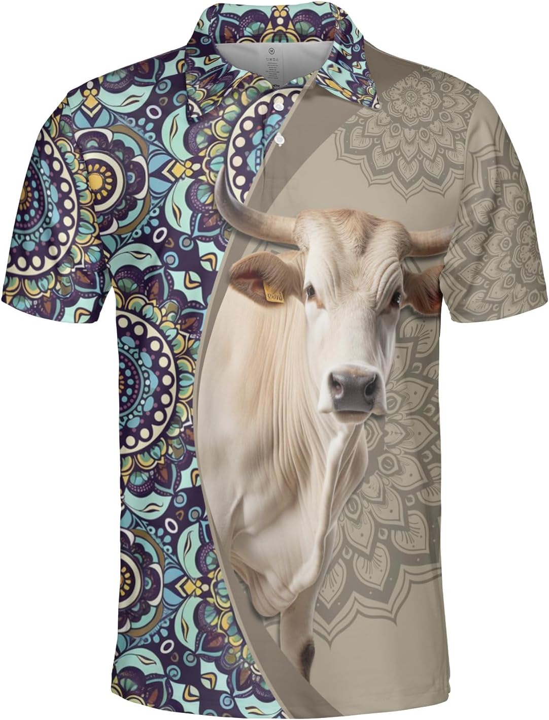 Mandala Golf Shirt Men Funny Golf Polos for Men Dry Fit- Animal Golf Polo Shirts Hawaiian Polo Golf Outfits (MP_PL_35)