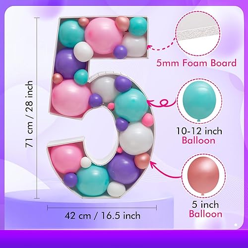 Miniatura 10 de Marco de número 6 para rellenar con un mosaico de globos, para iluminar marquesina, tablero grande y precortado de espuma, fondo decorativo para