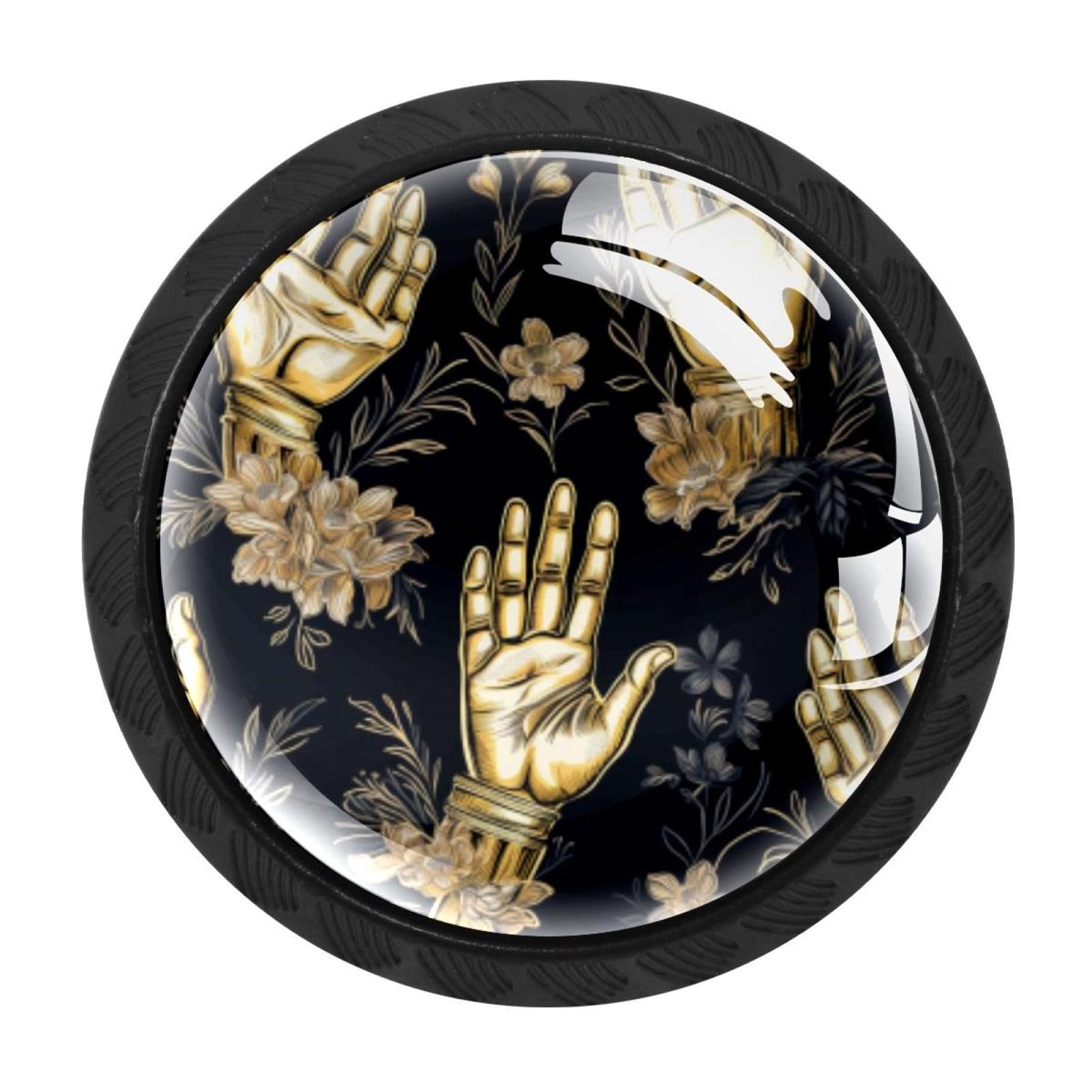 CHENZZZZ 4 Pack Black Praying Hands Kitchen Handles, Cabinet Pulls Hardware for Cupboard Drawer Knobs Dresser Pulls