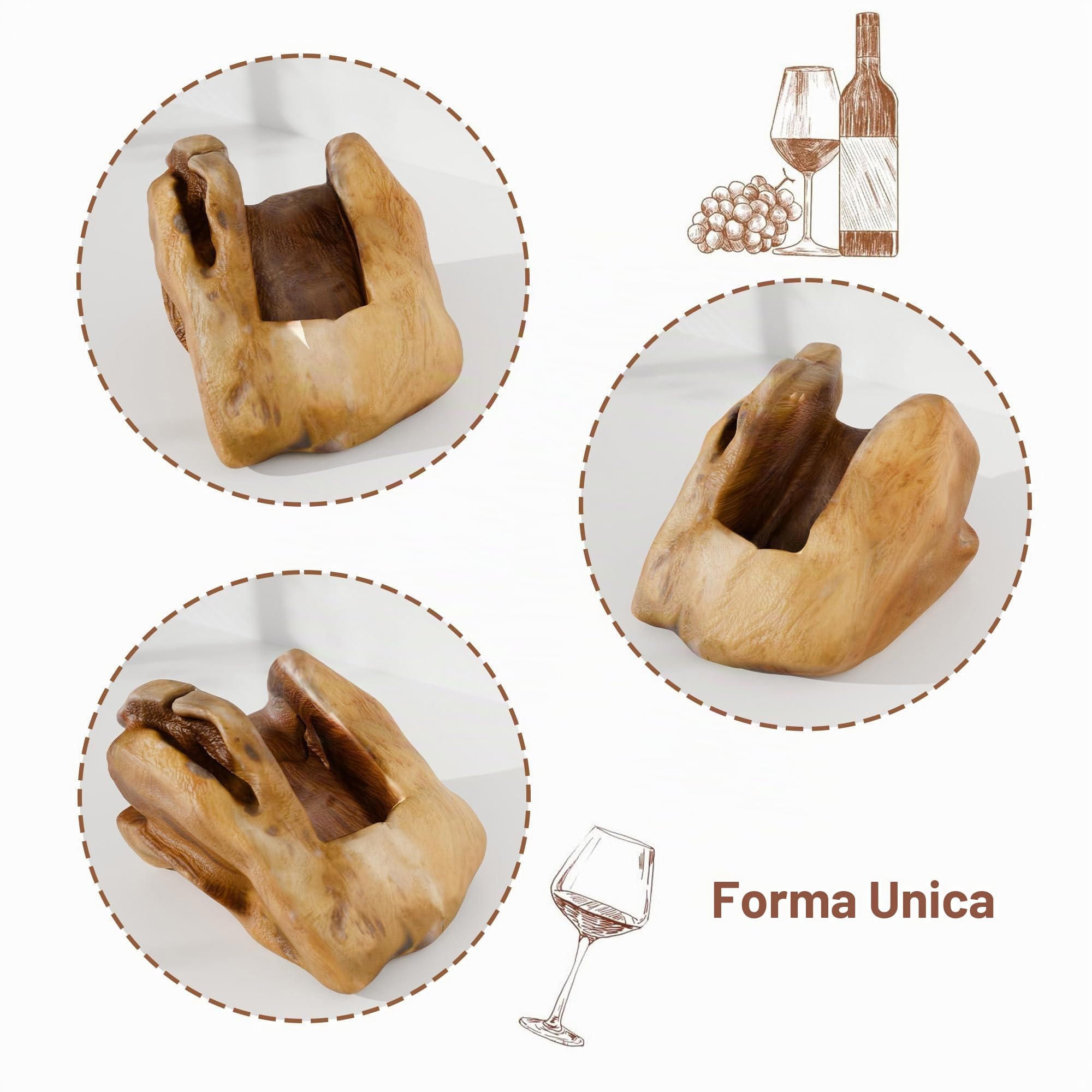 Portabottiglie in legno di radice – Portabottiglie in legno per 2 bottiglie di vino, oggetto decorativo in radica per cucina, sala da pranzo, soggiorno (Für 1 Flaschen Wein)