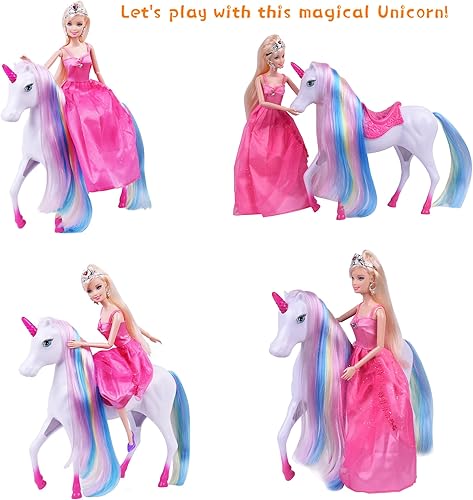 Miniatura 3 de Muñeca mágica de unicornio y princesa, juguetes de unicornio para niñas de 3 años en adelante, regalos para Navidad, cumpleaños para niños y niñas