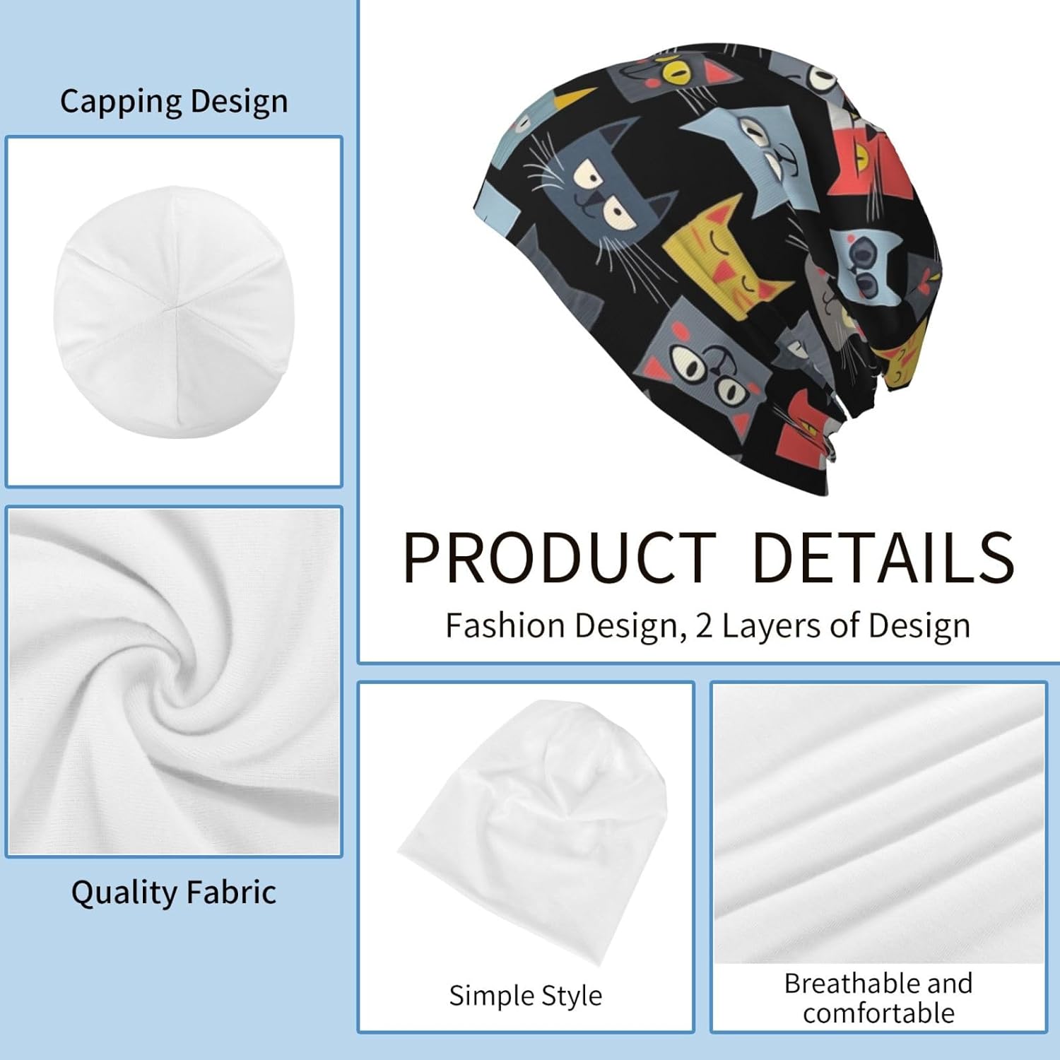 Beanie Hat for Men Women Slouchy Beanie Skull Sleep Cap Soft Lightweight Chemo Hat Stretch Cancer Headwear - Image 3