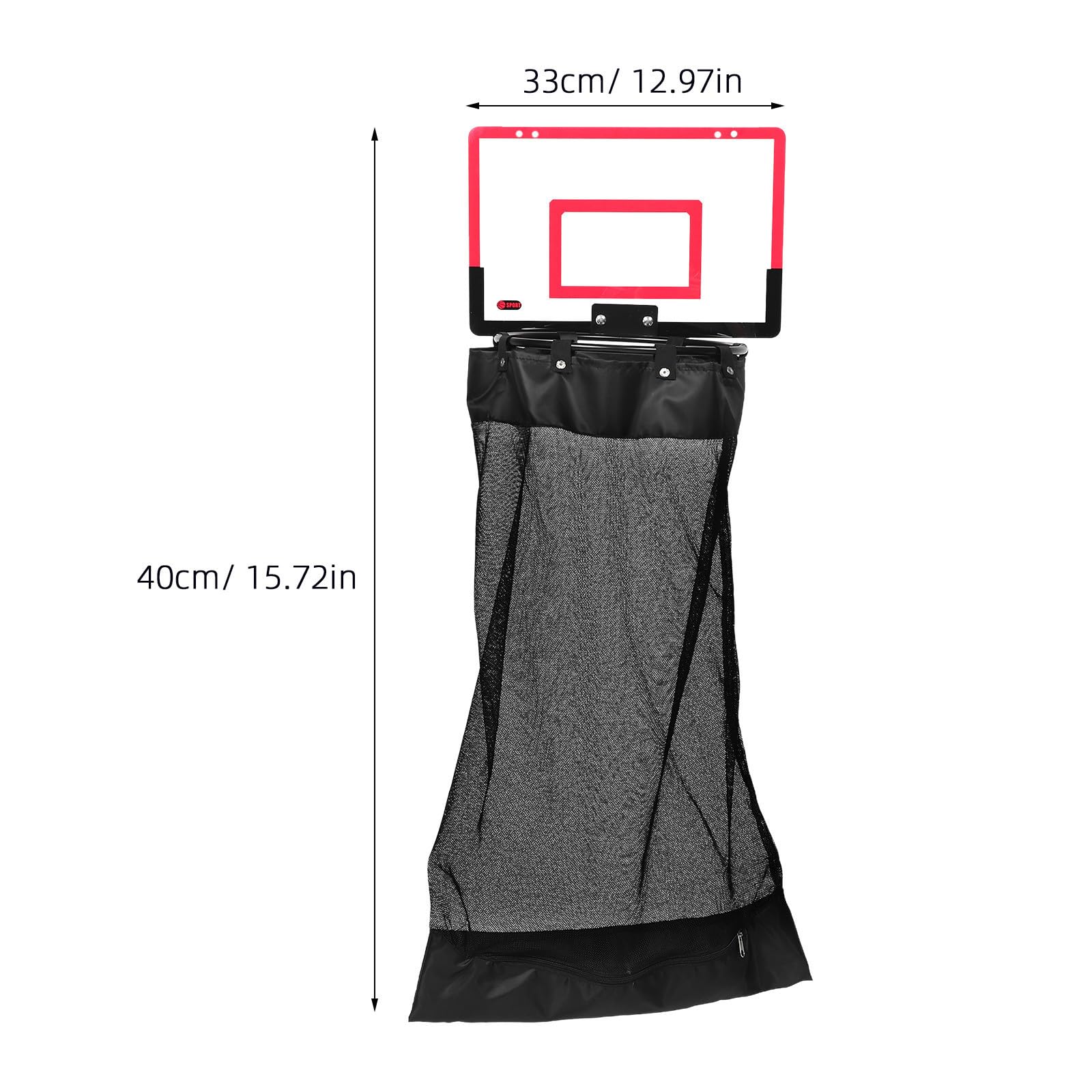 Organizer per Bucato da Appendere alla Porta a Forma di Canestro da Basket, Mesh Salvaspazio Cerniera, Design Versatile in Plastica Rossa per Uso Quotidiano