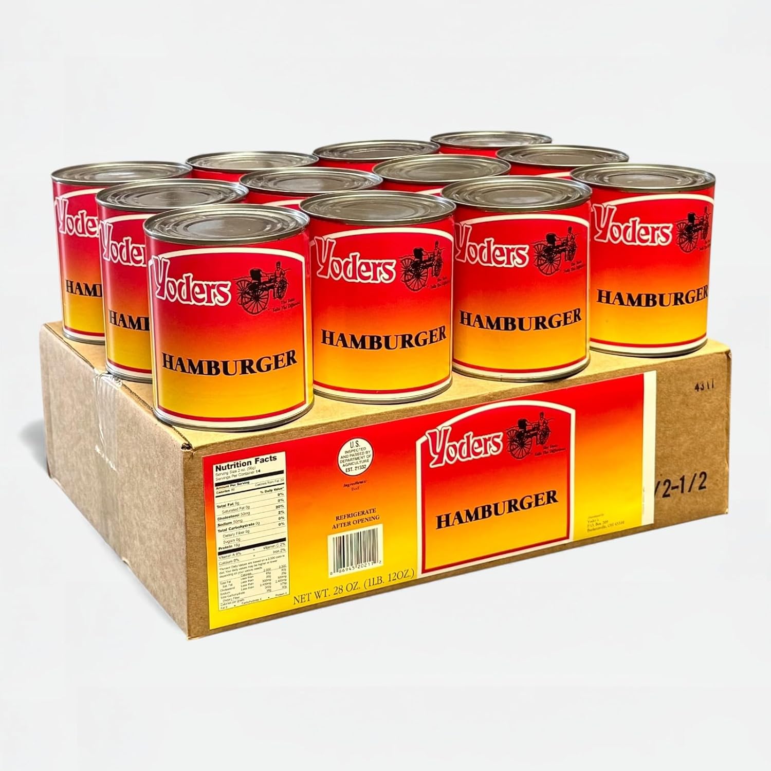 Yoder's Canned Fully Cooked Bacon Long-Term Storage – Shelf Stable Meat – Ready to Eat Emergency Food Supply – 10-Year Shelf Life – Precooked Bacon, 60–70 Slices per 12 oz Can, Single Can