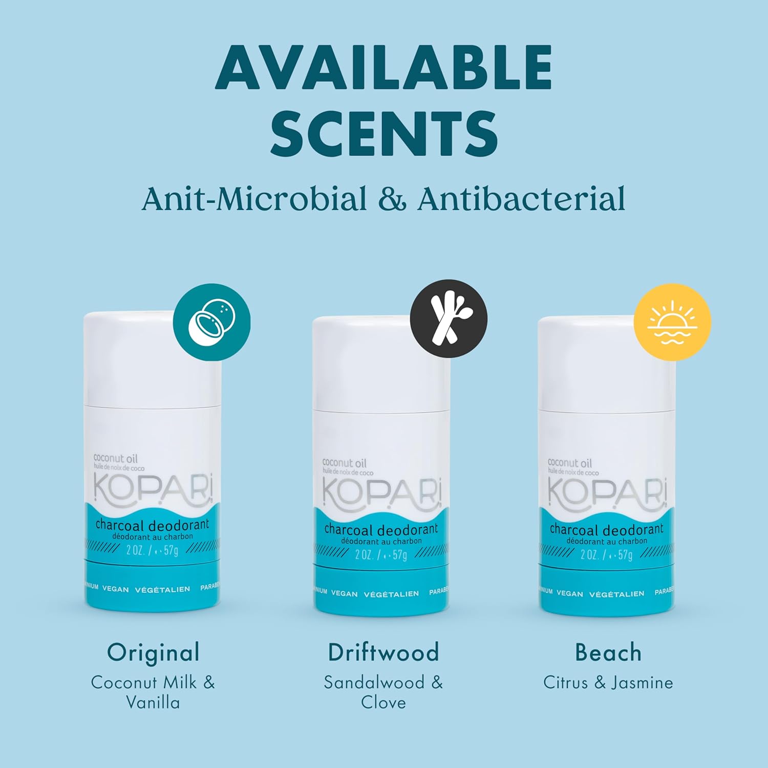 Kopari Aluminum Free Coconut Deodorant, Non Toxic & Clean Plant-Based, No Aluminum, Parabens or Baking Soda, Long Lasting Protection, Beach 2 Pack image 5 of 9 B083ZNC216