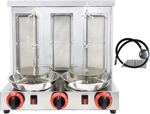 Miniatura 2 de Máquina casera de shawarma de pollo turco comercial Doner de pollo turco asador para encimera con asador vertical de 3 quemadores de propano