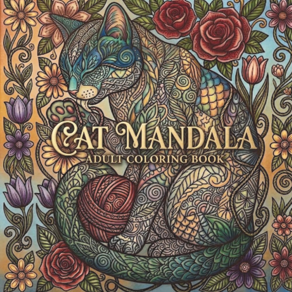 CAT MANNDALA: 50 Stress Relieving Cat Mandala Designs for Adults and Teens