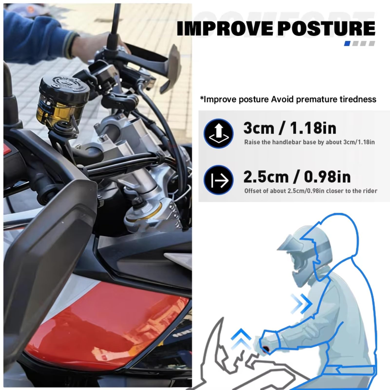 Montante Manubrio Compatibile Con Triumph Per Tiger 900 GT