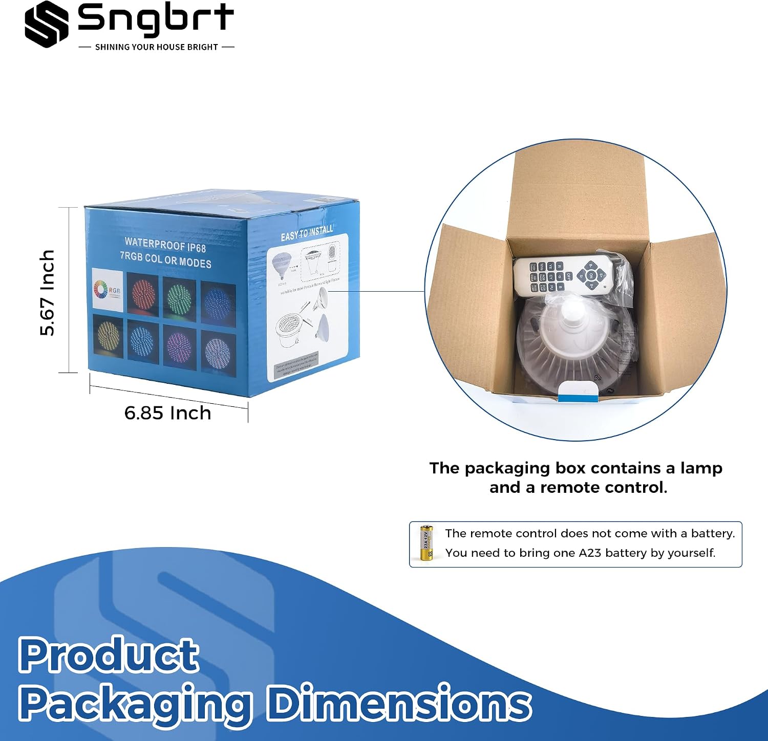 SngBrt 50W RGB LED Pool Light Bulb, AC120V Only E26 Color Changing Lamp with Remote for Inground Pool, Dimmable, NOT for 12V & Small Housings image 5