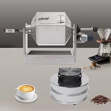 Coffee Bean Roaster with Coffee Bean Cooler, 3.8L Coffees Bean Baker, Peanut Roaster Gas Burner Drum Type, Stainless Steel for Home and Commercial Use