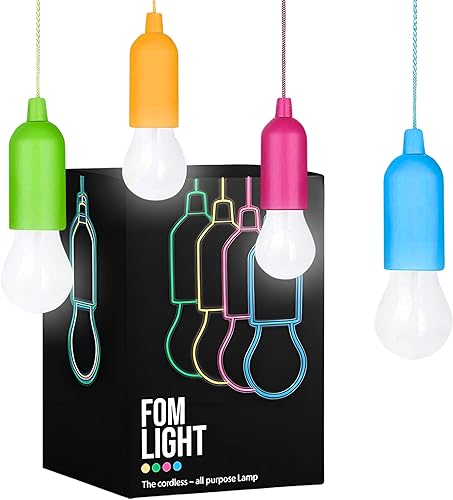 Miniatura 1 de 4 luces LED colgantes seguras para niños, para casa de juegos, camping, interior/exterior, lámparas que funcionan con pilas con cadena de tracción