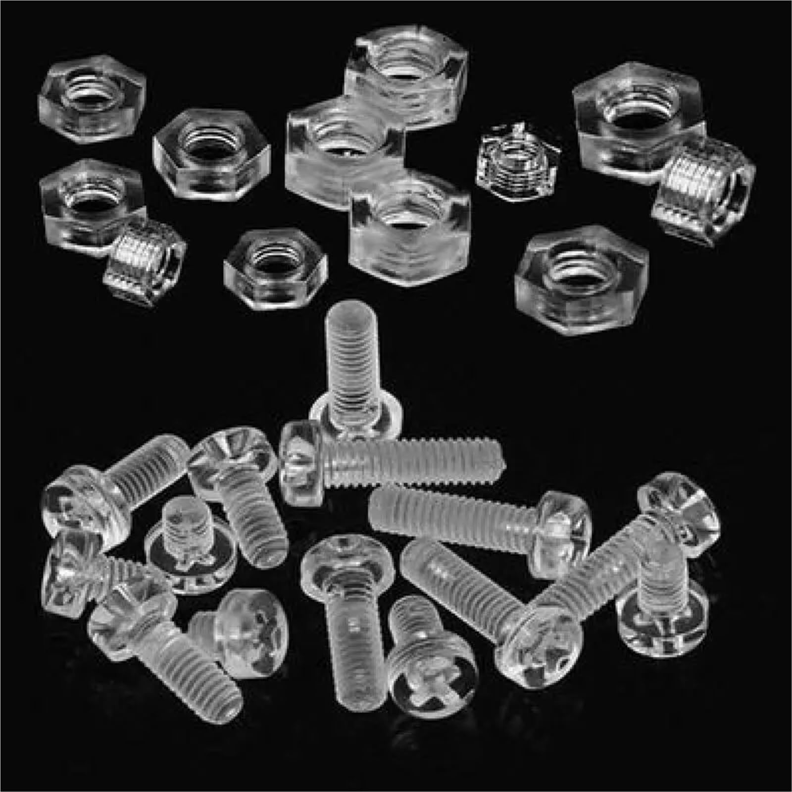 Lfang-Boulons à Cinq pans Acrylic Clear Plastic Nylon M3-M6 Round Head Screw Bolt + Nut, 50sets, Durable et résistant à la Corrosion(M3x25mm)