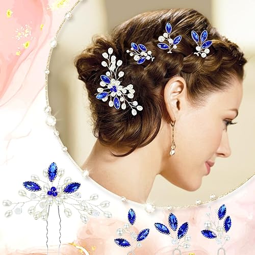 Miniatura 3 de inSowni 7 peines laterales para el cabello con perlas plateadas y perlas, en forma de U, 12 piezas de horquillas para el cabello con diamantes de