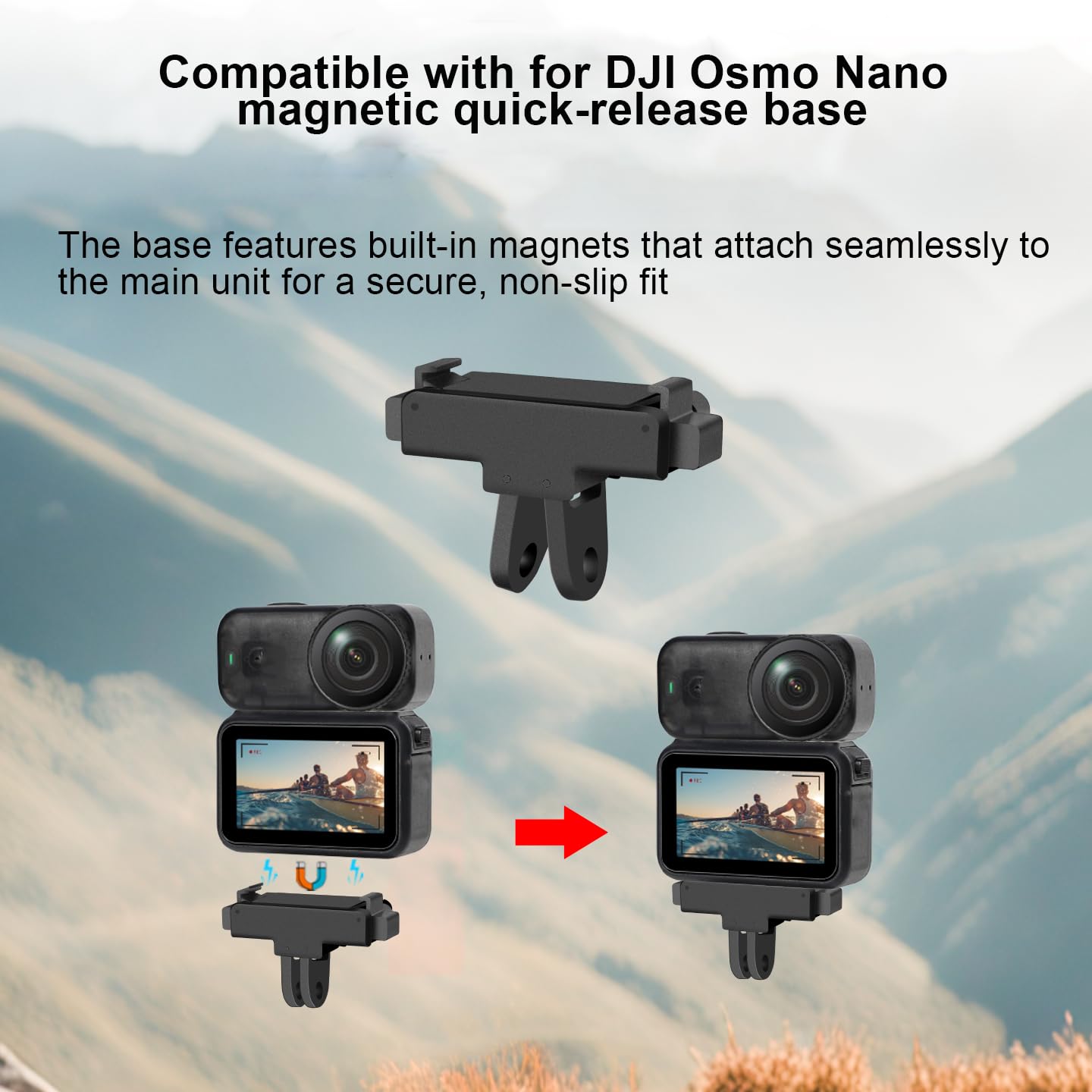 Support De Montage Rapide Pour DJI Osmo Nano - Permet De Fixer La Caméra Sur Trépied, Perche, Support Magnétique - Installation Sans Outil - 8