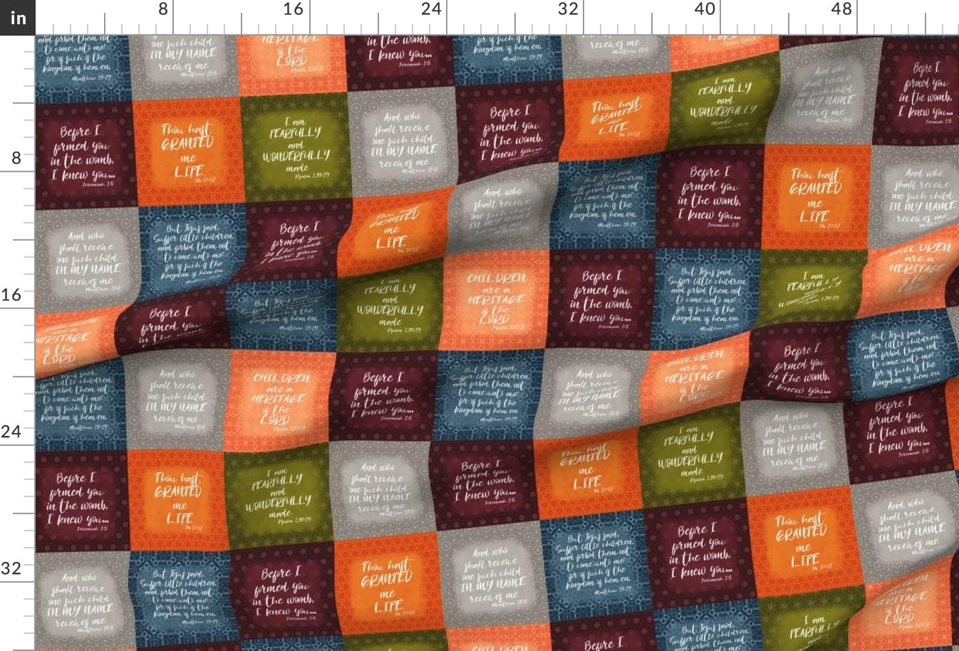 Spoonflower Fabric - Bible Verse Wholecloth Cheater Quilt Baby Christian Bible Verse Printed on Upholstery Velvet Fabric Fat Quarter - Upholstery Home Decor Bottomweight Apparel