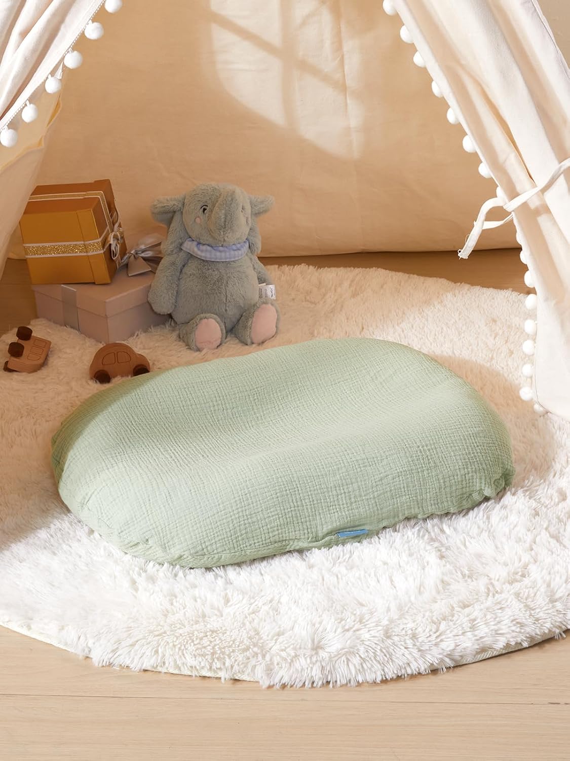 TILLYOU Muslin Baby Lounger Cover, 100% Cotton Newborn Lounger Cover, 2 Pack Baby Nest Slipcover for Boys Girls, Cover Only, Grey and Saga