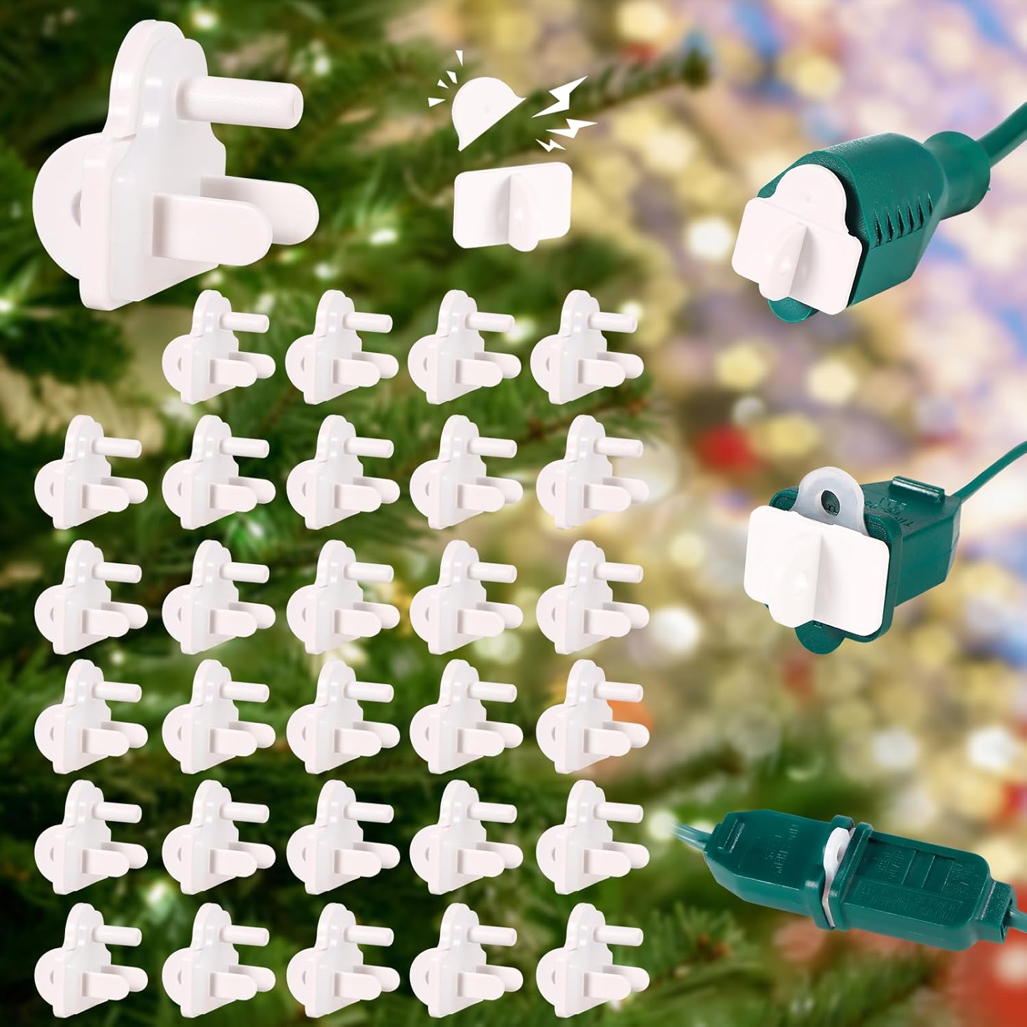 30PCS Outdoor Plug Protector Waterproof & Extension Cord Gaskets,Outdoor Plug Cover &Soft Silicone Weatherproof Gaskets,Outlet Plug Covers for Xmas Lighting & Extension Cords,GFCIs Tripping Prevention