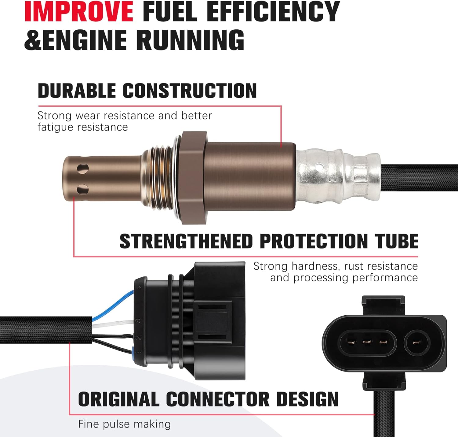 O2 Oxygen Sensor Upstream Downstream 25552 for Audi A4 1996-1999 A6 1998-1999 for VW for Passat 1998-2000 - 4 Wire Heated Sensor Fix Check Engine Light Improve Fuel Economy