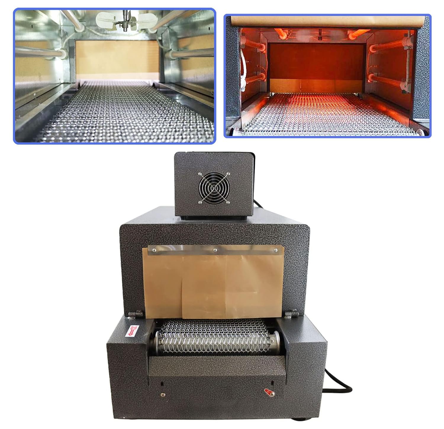 TECHTONGDA Thermal Shrink Wrap Machine Heat Tunnel Packaging for POF PVC 16X8inch Shrink Size 220V Mesh Type