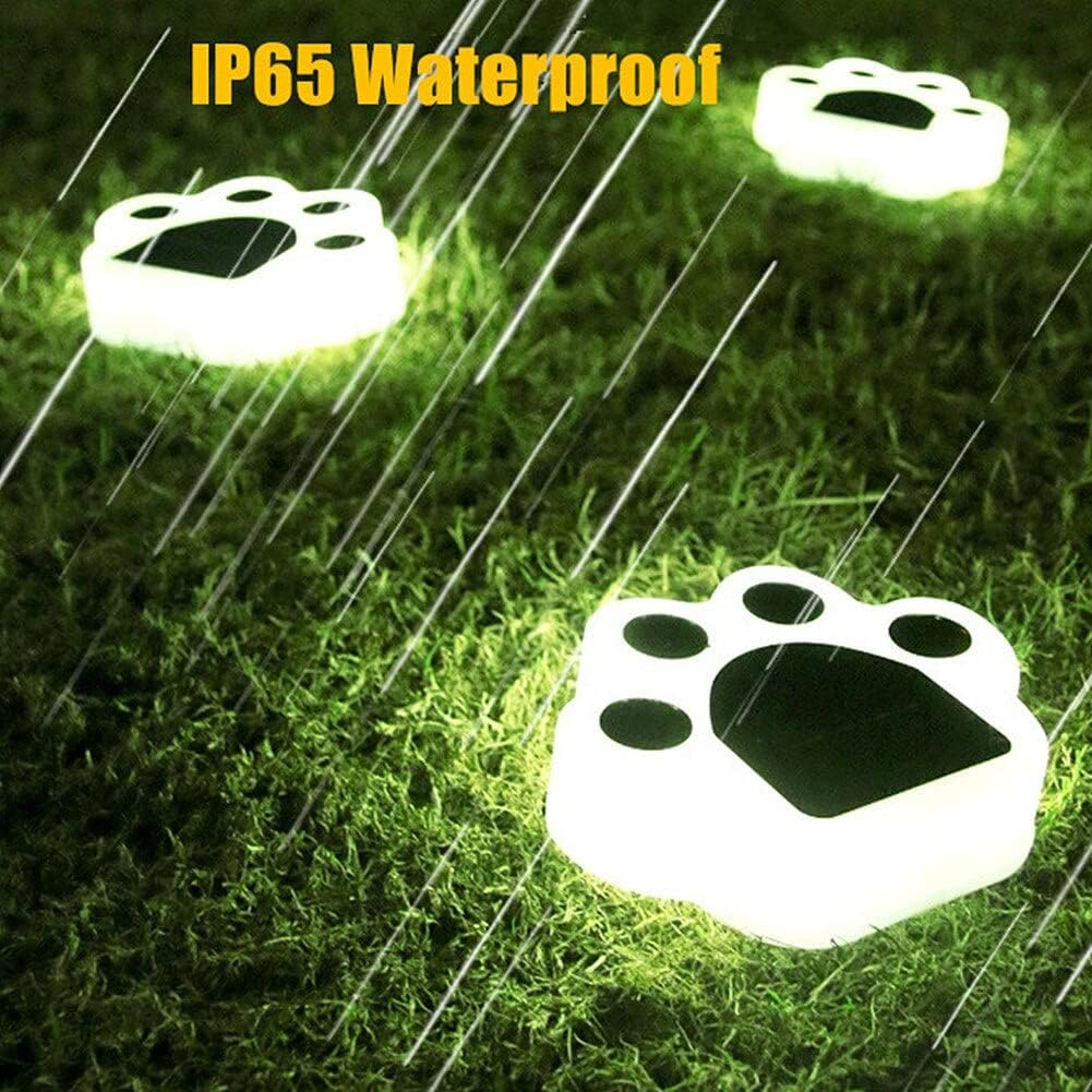 4Pack Solar Paw Print Lights,Solar Lights Ground Outdoor,Dog Paw Lights,Cat Puppy Animal Garden Lights,Paw Lamp Walkway Lighting for Patio,Yard,Pet Lover (Warm Light)