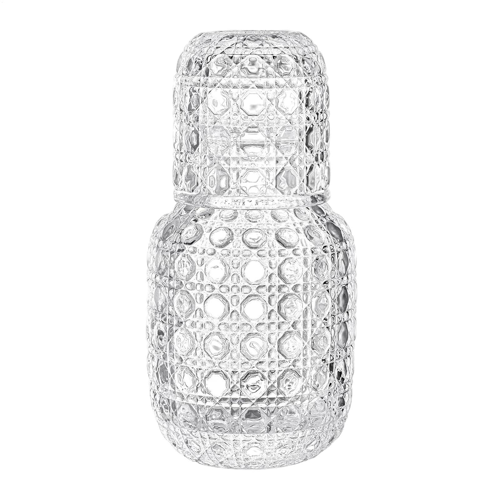 Jarra de agua para mesita de noche con vaso integrado ideal para ahorrar espacio en tu dormitorio