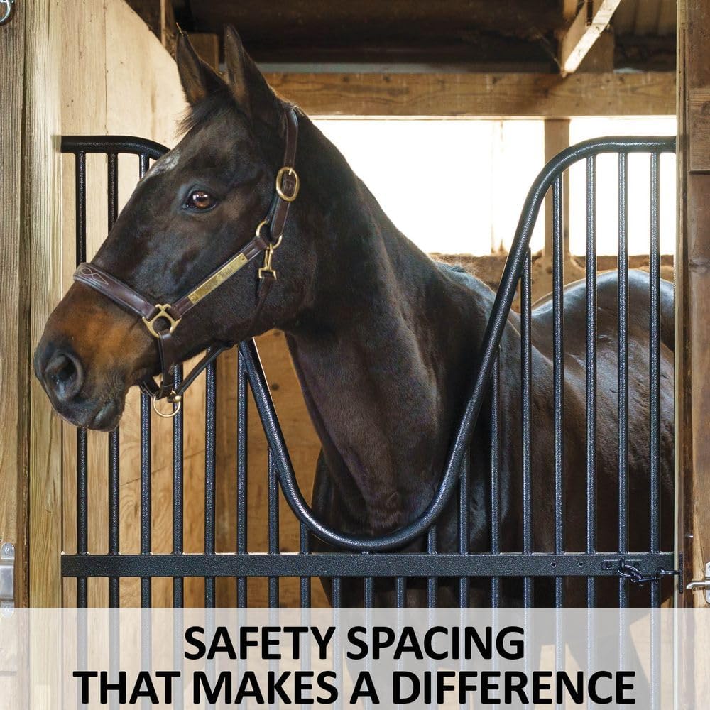 Schneiders Titan Elite One-Piece Horse Stall Gate with Yoke - 52" Wide | Heavy-Duty Solid Steel Horse Gate | Secure Ventilated Stall Barrier for Barn & Farm Use | Color Black Armor