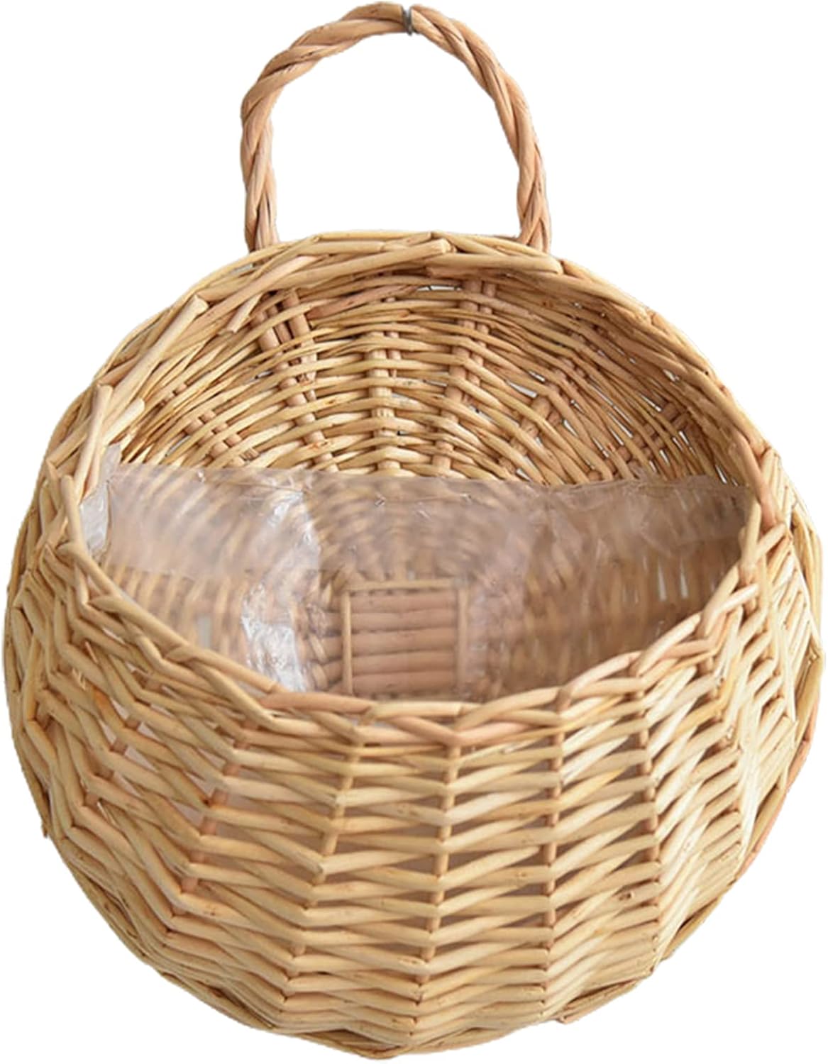 heave Handmade Woven Hanging Basket Wall Mounted Planter Basket Flower Pot Natural Wicker Rattan Plant Flower Pot Home Garden Wedding Wall Decorations Beige L