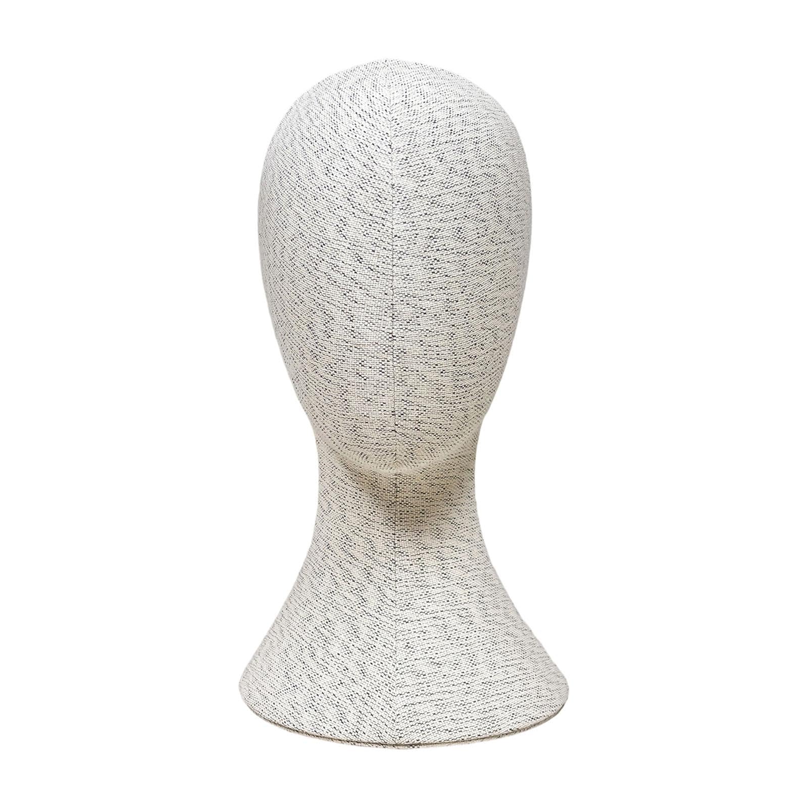Manichino Testa Porta Parrucche Espositore Stabile Base Accessorio Bellezza Stand Multifunzionale in Schiuma Lino Adatto per Negozio, 36 Cm