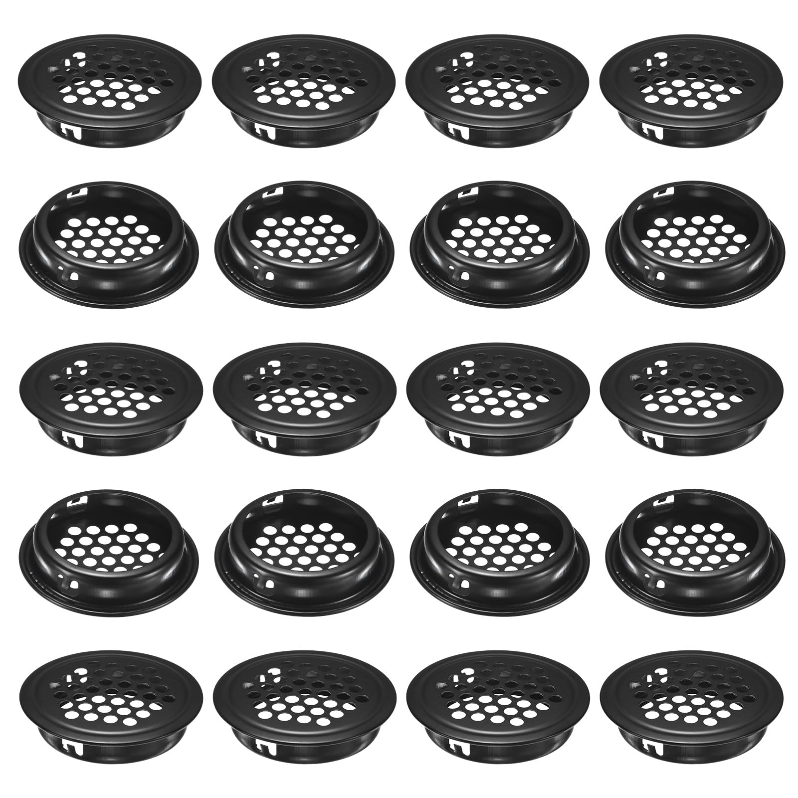 Grille d'aération ronde 35mm évent de soffite noir en acier inoxydable