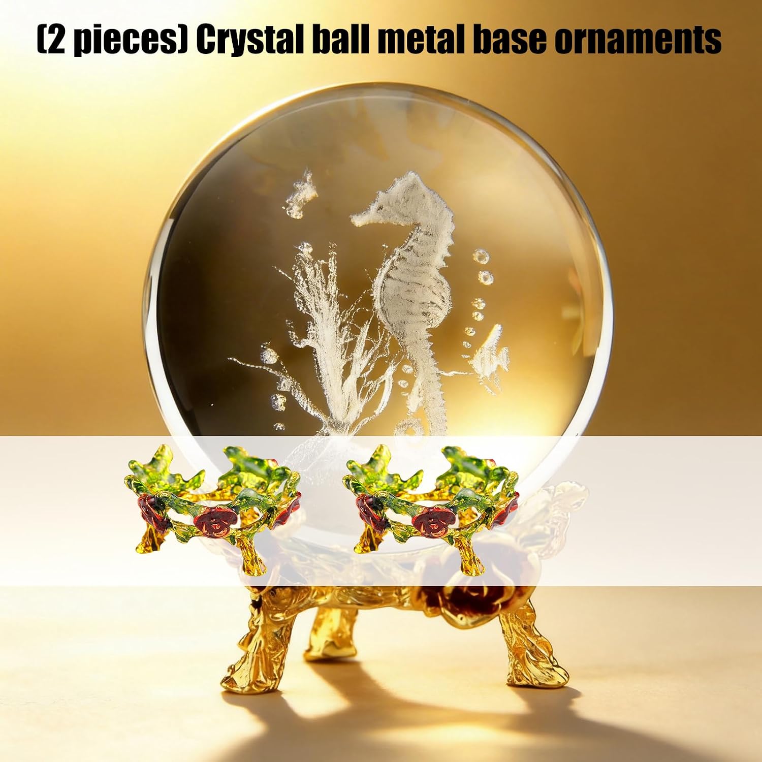 2Pcs Stable Circular Display Stand Metal Flower Collectible Crystal Ball Holder Base Decorative Shelf Organizers Crystal Ball Display Stand