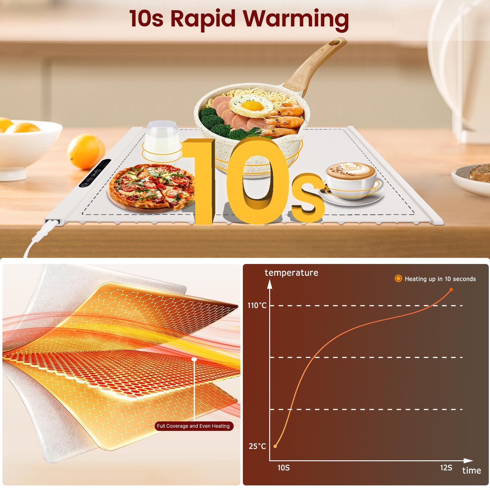 Food Warming Mat - Electric Tray with Timer -3 Food Warming Mat - Electric Tray with Timer -3