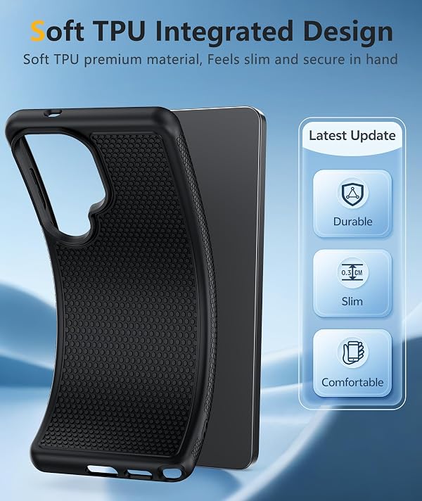 FNTCASE for Samsung Galaxy S26 Ultra Case: Military Grade Drop Protection, 14ft Drop Tested, Screen Protector Included, Anti-Slip Anti-Fingerprint TPU Shockproof Phone Case Cover (Black) by FNTCASE - Used condition - Image 3