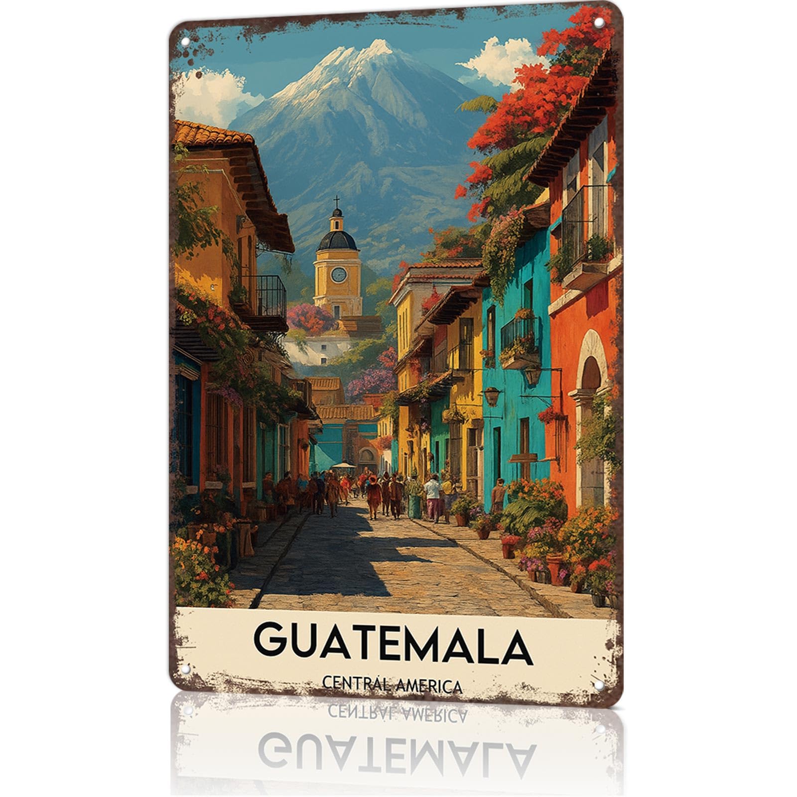 KWQDOZF 8x12inch Guatemala Aluminum Sign Wall Art