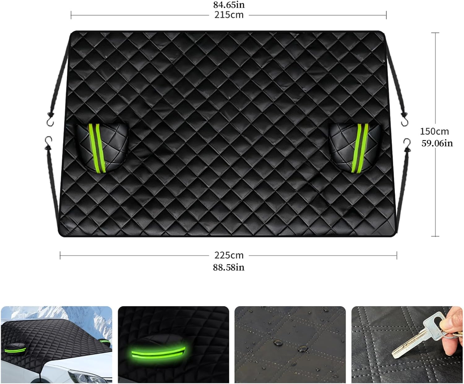 Car Windshield Protector - Snow Ice Cover | with Thicked Windproof Waterproof Shield for Sedan Glass, Outdoor Vehicle Cover for Cold Weather Frost, Rain Protection, Summer Sun Blocking