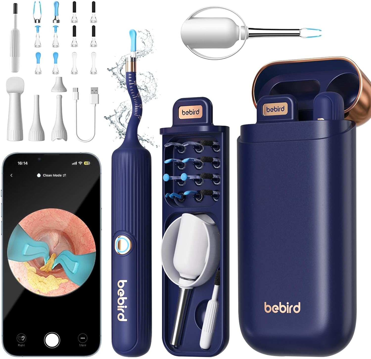 【Upgrade Version】Earsight Plus E33R Ear Wax Removal Tool Camera, Ear Cleaner with Flexible Ear Camera Otoscope, Visual Ear Pick Tweezers Wax Remover, Ear Cleaning Kit for Family