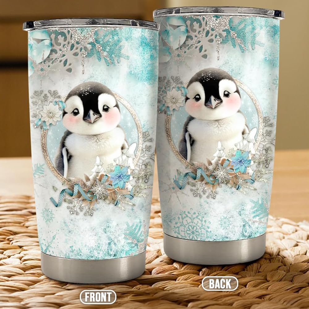 SANDJEST Penguin Tumbler 20oz Stainless Steel Insulated Coffee Travel Mug Cup for Women Girls Penguin Gifts for Birthday Christmas - Image 3