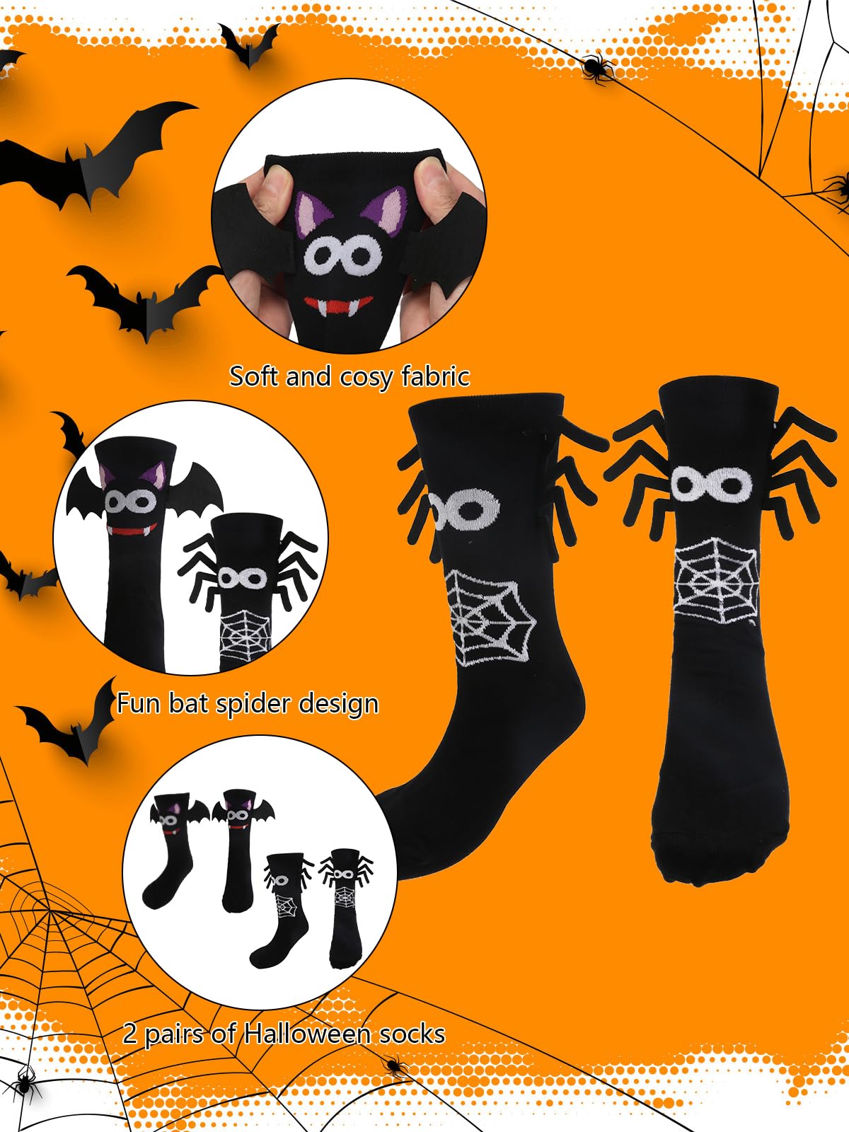5 Paar Halloween Socken - Lustige Herbstsocken Mit Skelett, Blut & Gespenst - 36-40