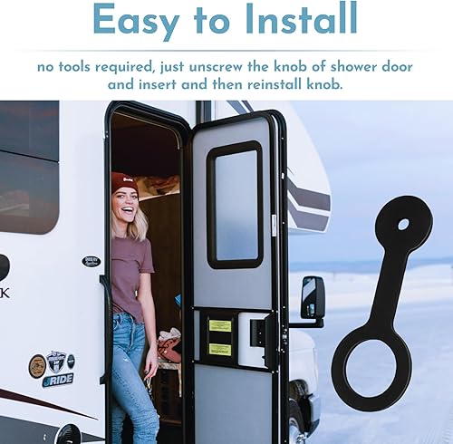 Miniatura 7 de Paquete de 2 correas de viaje para puerta de ducha de caravana, cierre de viaje de goma flexible, ajuste seguro para autocaravana, remolque de viaje