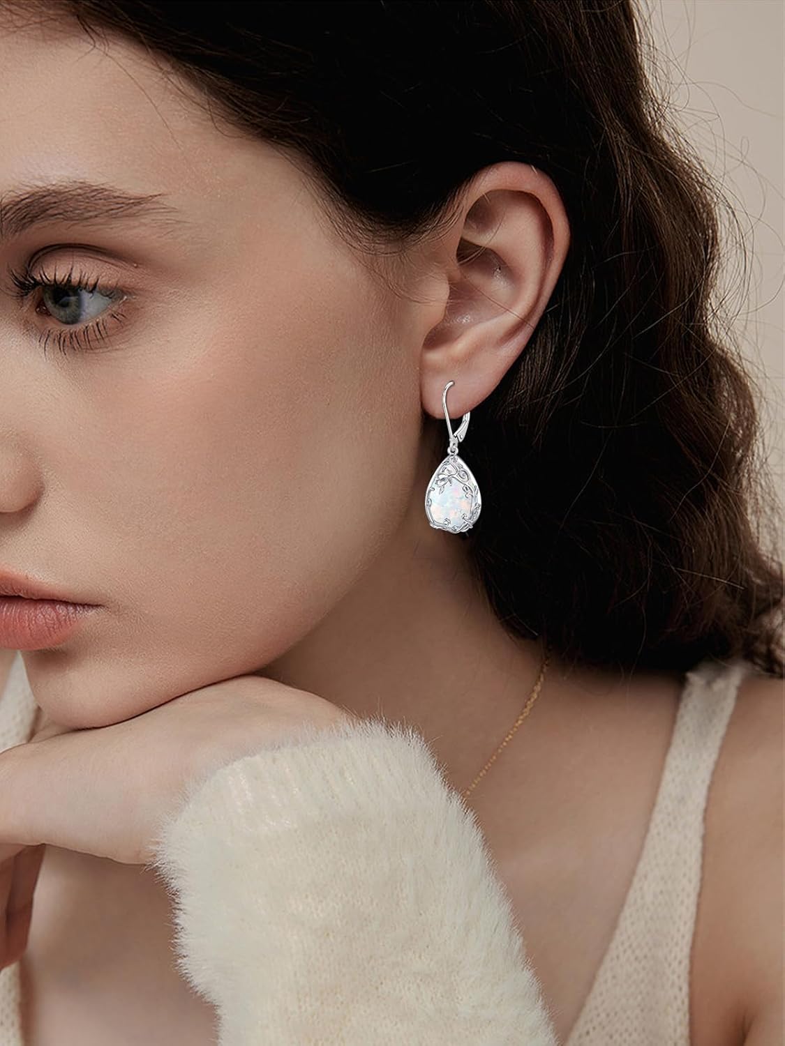 Celtic Filigree Earrings 925 Sterling Silver Teardrop Gemstone Dangle Earrings Fine Jewelry Gifts for Women - Image 2