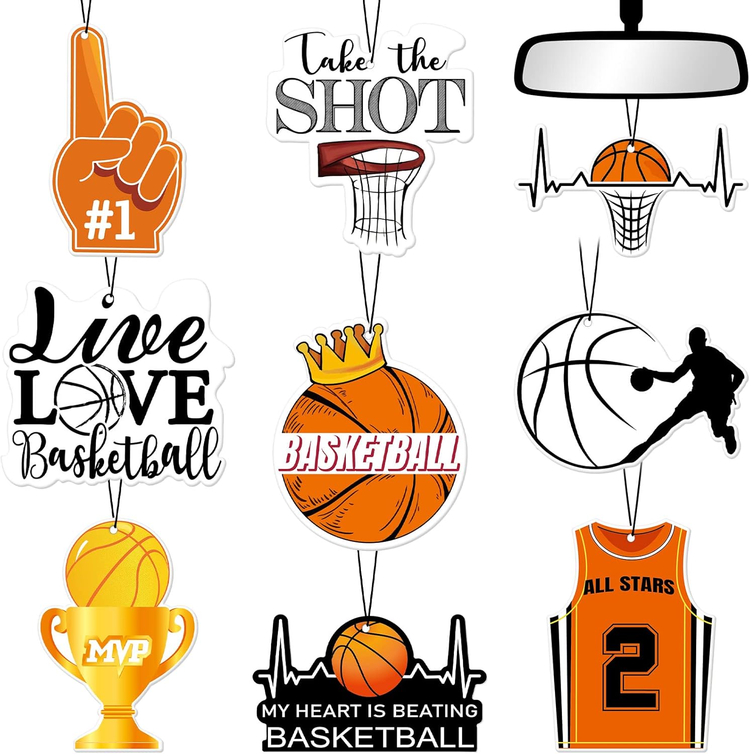 Demissle 9 Pcs Auto Air Fresheners Sports Basketball Car