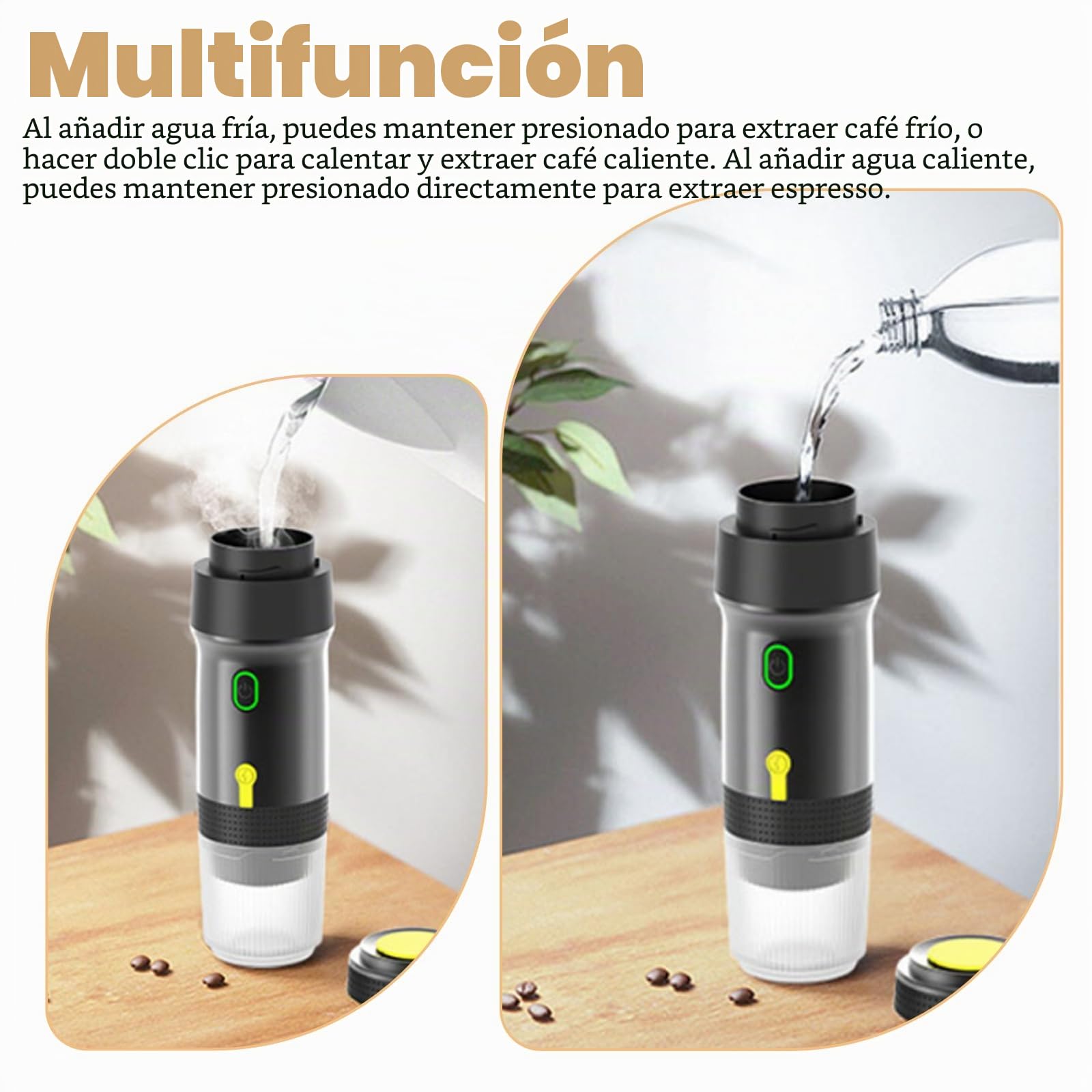 Leikurvo Espresso portátil, 3-en-1 Mini cafetera con batería, Camping cafetera para café molido NS-cápsulas, Travel cafetera para camping viajes coche, Rápido autocalentamiento