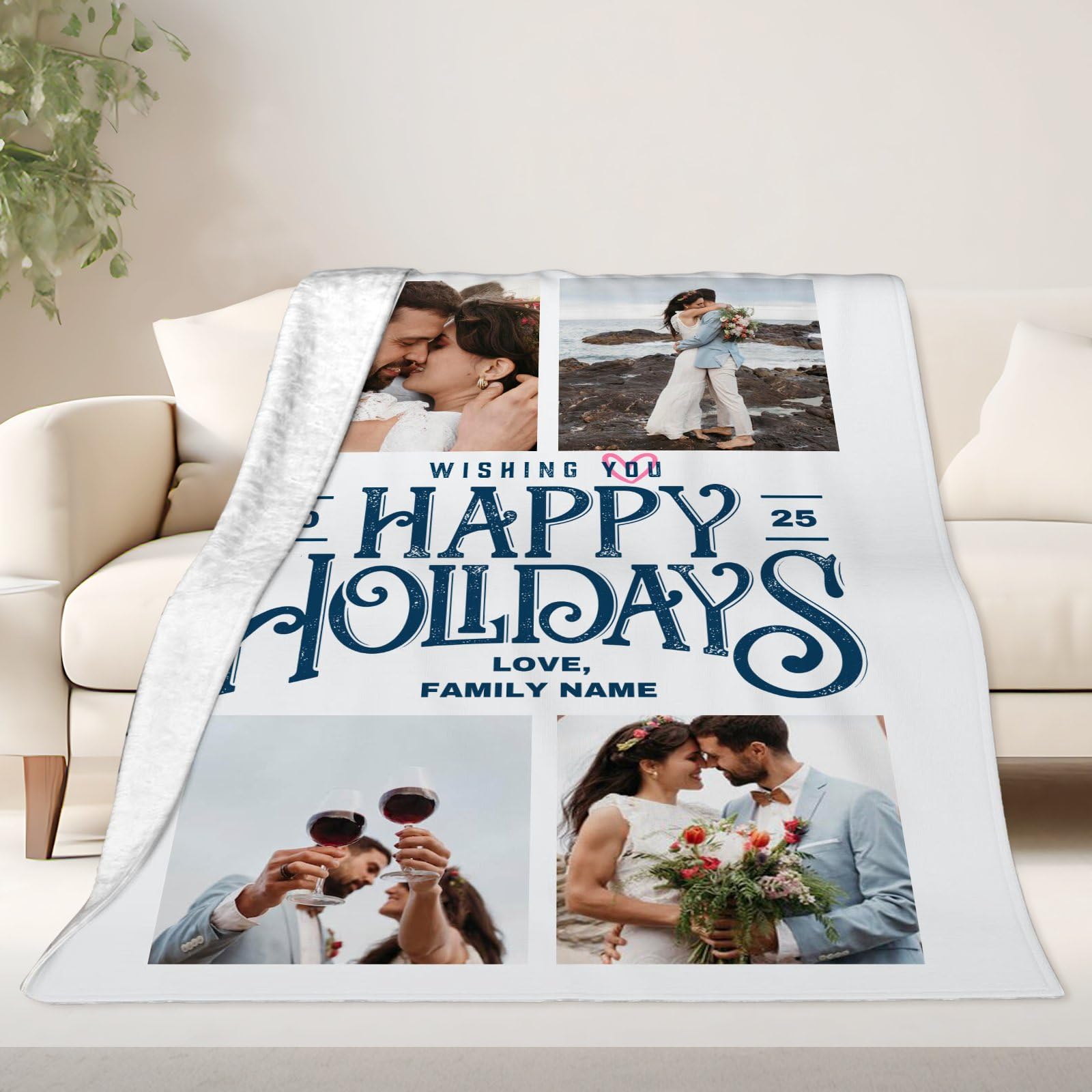 Manta personalizada con 4 fotos para pareja, pareja o cónyuge, regalos personalizados para bebé, niña, niño, para cumpleaños, Navidad, familia, marido, esposa, mamá, papá, amigos