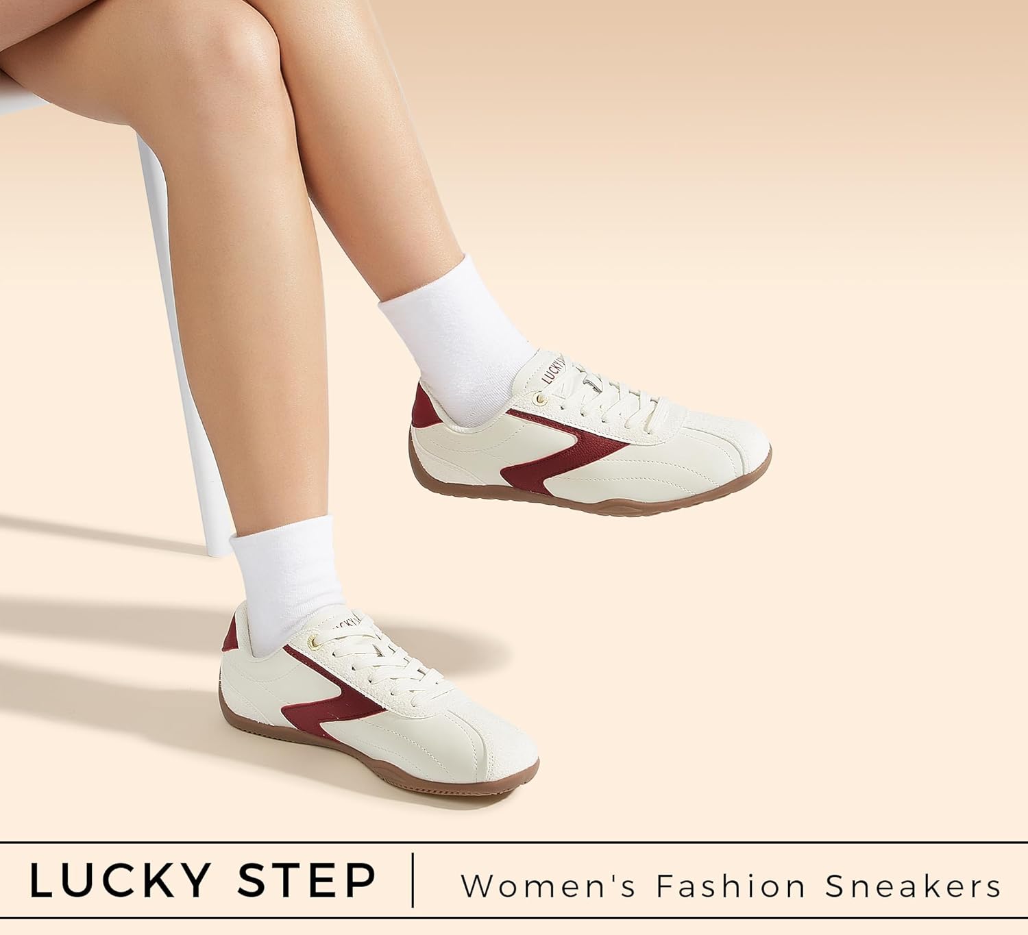 LUCKY STEP Women's Classic Retro Fashion Sneakers Casual Cow Suede Walking Shoes Thin Sole Running Trainer - Image 2