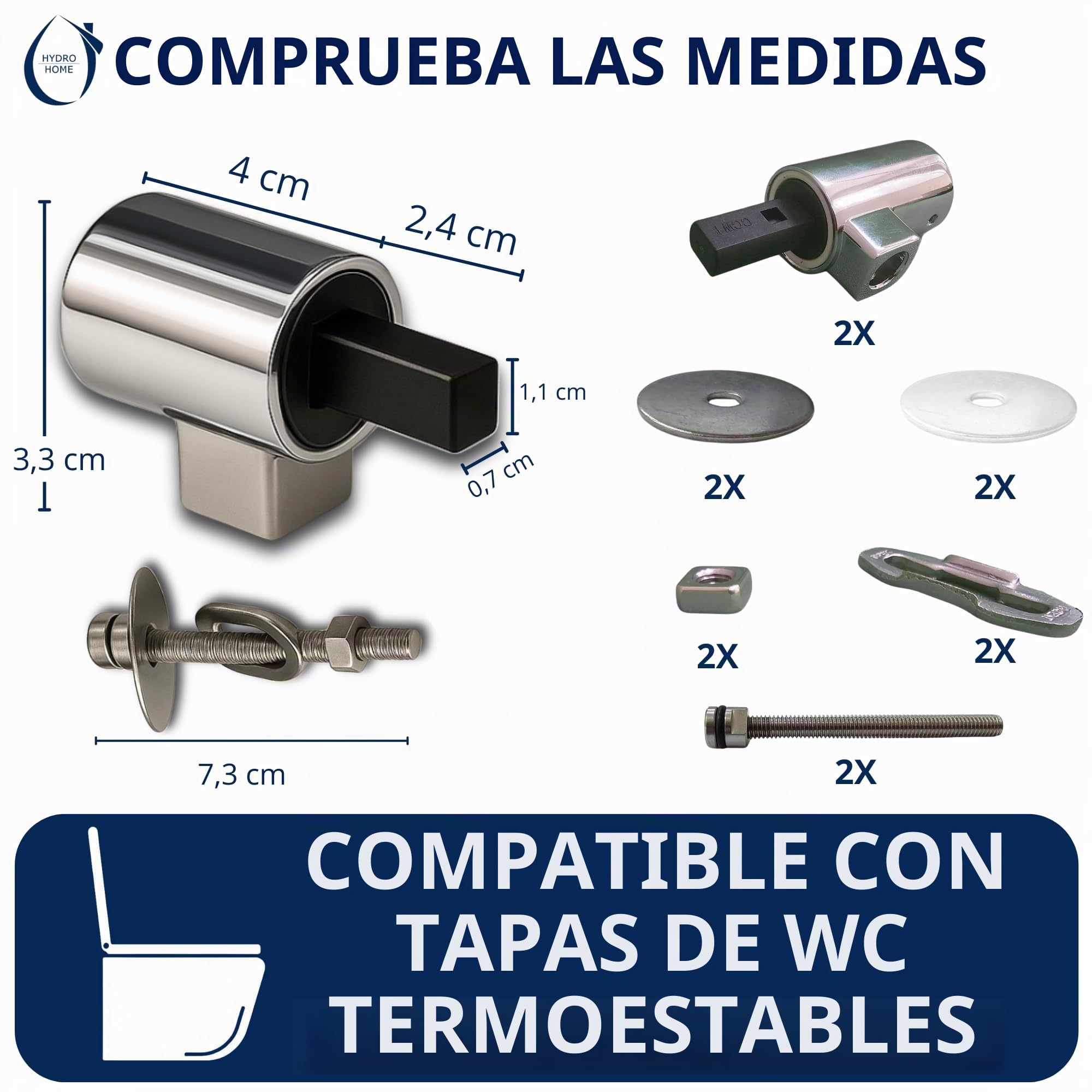 HYDRO HOME Bisagras para tapa WC con fijación superior, para tapas termoendurecidas, instalación fácil con herramientas incluidas, Made in Italy (Cierre suave fijo)