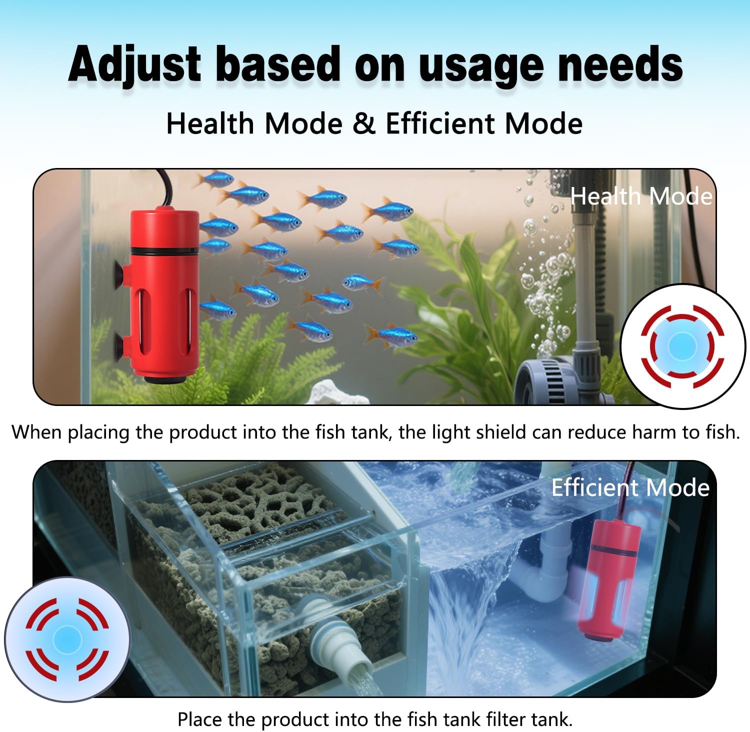 Mini 3W Aquarium Clean Light with Timer 360° Protective Algae Removal Light Fish Tank LED Aquarium Green Clean Waterproof for Pond Tank for 5-25 Gallon