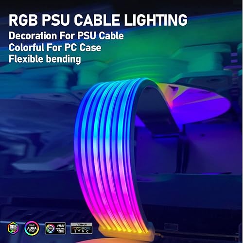 Miniatura 6 de Panel de luz RGB para cables PSU PC RGB GPU, CL200 5V 3Pin ARGB Sync PC Cables, perfecto para 6Pin 8Pin 12Pin 16Pin 24Pin PSU RGB Cable Extensiones,
