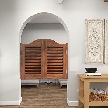 Cafe Doors Swinging Door Solid Wood Cafe Saloon Doors For Kitchen Bathroom Partition Doors 24-60in Wide Swing Door Auto Close Saloon Half Door For Doorway Entrance Fence GateBrown,W32"xH36"