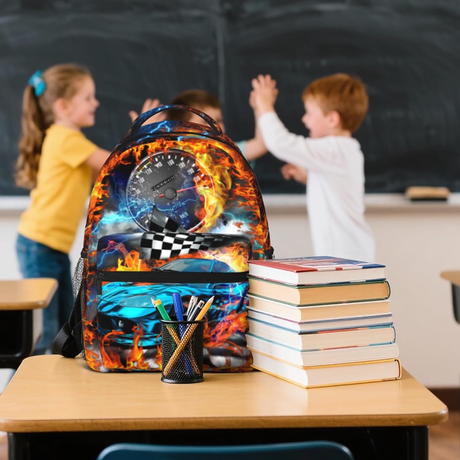 School Backpack for Boys Racing Boys Backpack for Kids Children Teens Elementary Middle School Students Bookbag Ages 6-18 Lightweight Travel Back Pack - Image 6