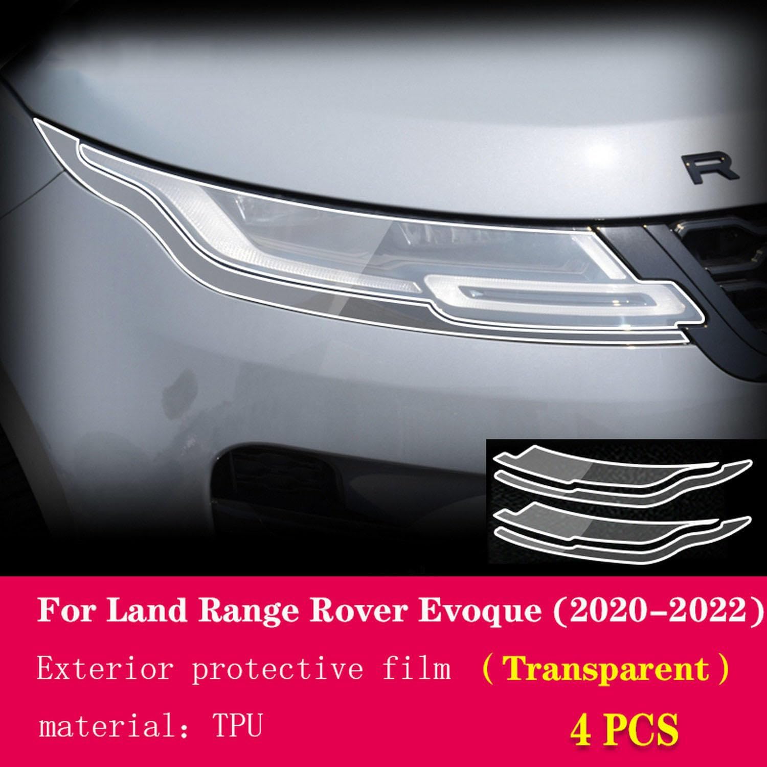 Car Exterior Headlight Anti-Scratch TPU Protective Film Anti-Scratch Film Accessories,for Land Range Rover Evoque 2015-2023